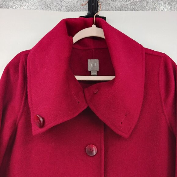 J. Jill Red Burgundy Angora Wool Blend Coat Jacket Size Small Rabbit Hair - Picture 4 of 14